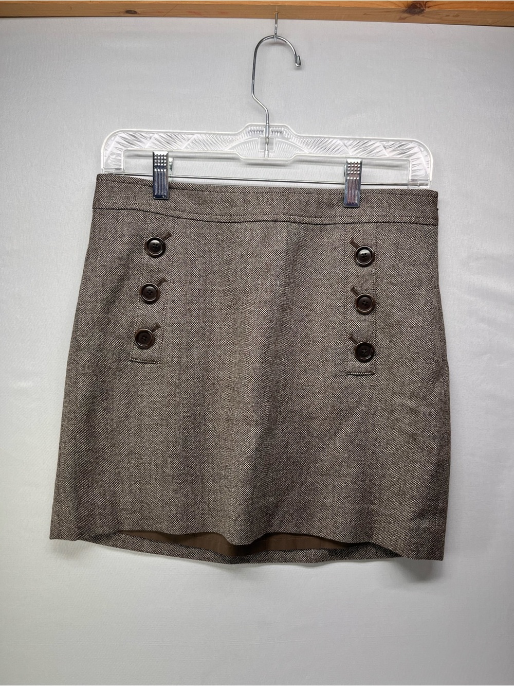 Banana Republic Brown Tweed Button-Front Mini Skirt